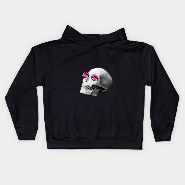 Pink Skull Kids Hoodie by Cryptocactos 